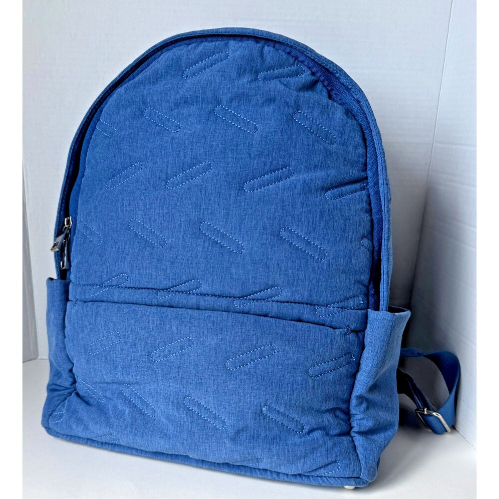 Go Dash Dot Maya Quilted Backpack Blue Lightweight Laptop School Travel Daypack